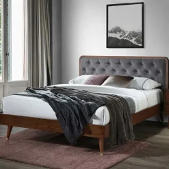 Letto 160x200cm matrimoniale moderno noce grigio Assid