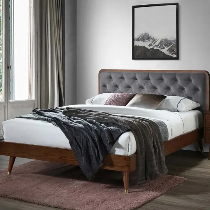 Letto 160x200cm matrimoniale moderno noce grigio Assid