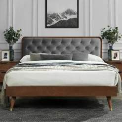 Letto 160x200cm matrimoniale moderno noce grigio Assid