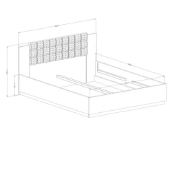 Letto 160x200cm matrimoniale rovere scuro nero Vulcano