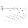 Letto 90x200cm singolo con cassetti estraibili noce Nicola