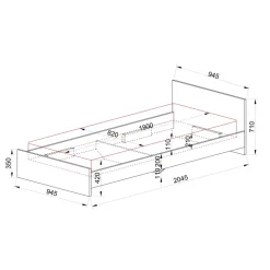 Letto 90x200cm singolo moderno rovere scuro marrone Marco Gihome®