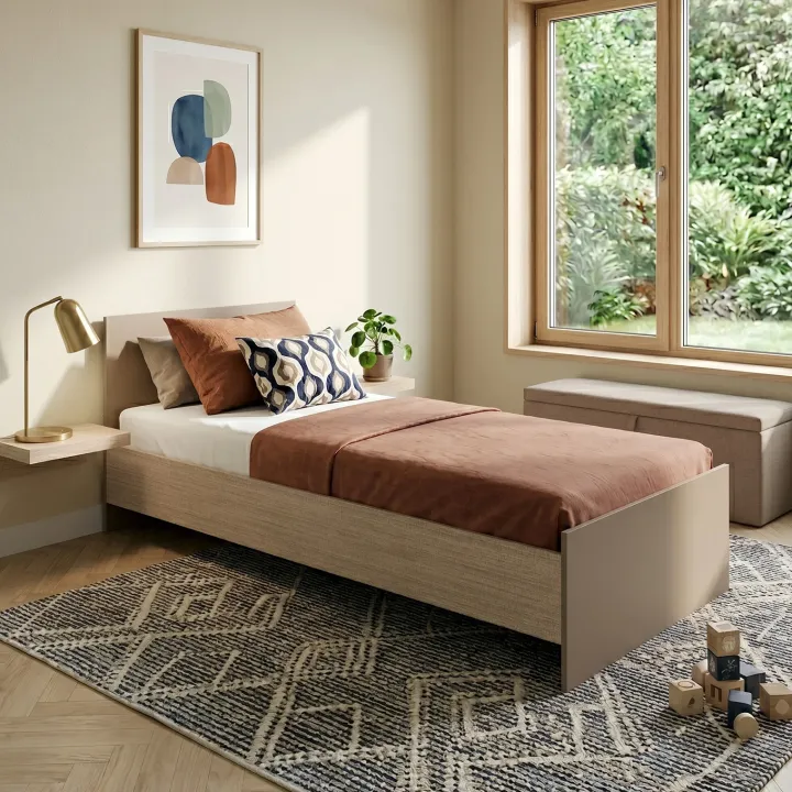 Letto 90x200cm singolo moderno rovere scuro marrone Marco Gihome®