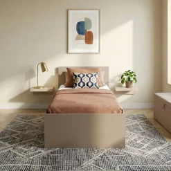 Letto 90x200cm singolo moderno rovere scuro marrone Marco Gihome®