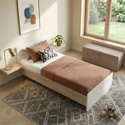 Letto 90x200cm singolo moderno rovere bianco lucido Marco Gihome®