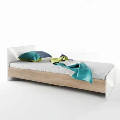 Letto 90x200cm singolo moderno rovere bianco lucido Marco Gihome®