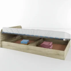 Letto 120x190cm una piazza e mezza contenitore rovere sonoma Carducci