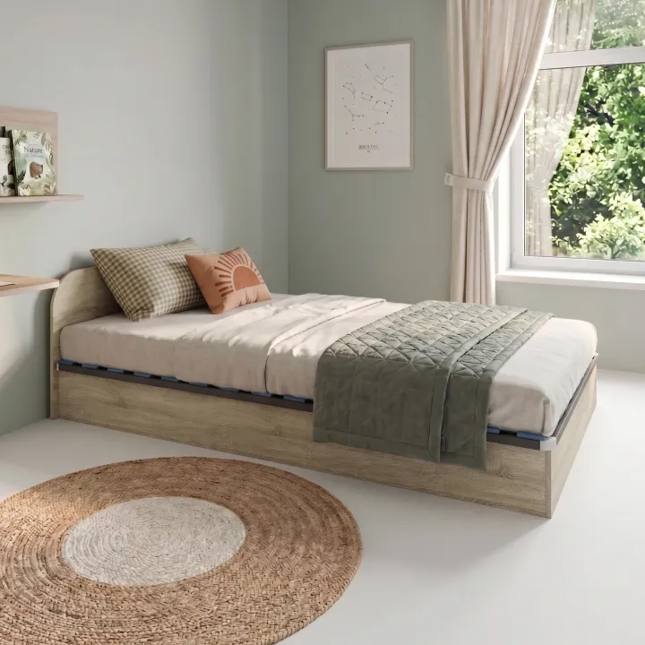 Letto 120x190cm una piazza e mezza contenitore rovere sonoma Carducci