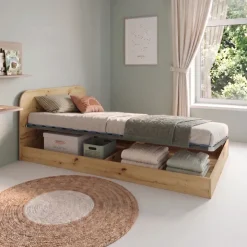 Letto 120x190cm una piazza e mezza contenitore rovere rustico Carducci