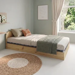 Letto 120x190cm una piazza e mezza contenitore rovere rustico Carducci