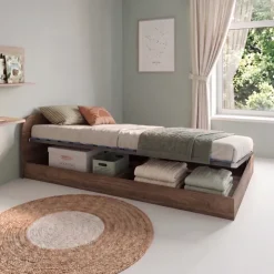 Letto 120x190cm una piazza e mezza contenitore noce Carducci
