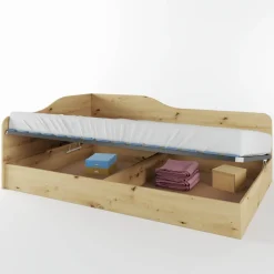 Letto 120x190cm una piazza e mezza contenitore stile rovere rustico Alex Gihome®