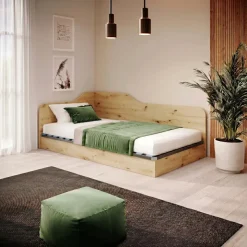 Letto 120x190cm una piazza e mezza contenitore stile rovere rustico Alex Gihome®