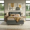 Letto 120x195cm una piazza e mezza con contenitore imbottito antracite Auden