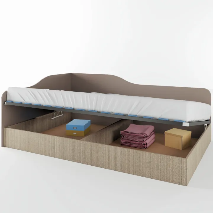 Letto 120x190cm una piazza e mezza contenitore rovere scuro marrone Alex Gihome®