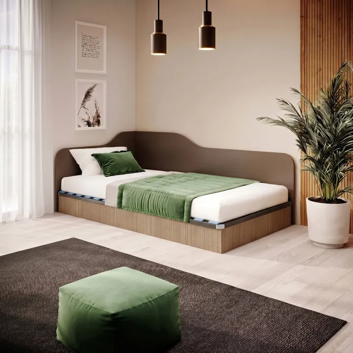 Letto 120x190cm una piazza e mezza contenitore rovere scuro marrone Alex Gihome®