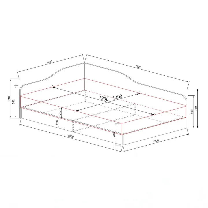 Letto 120x190cm una piazza e mezza contenitore rovere scuro marrone Alex Gihome®