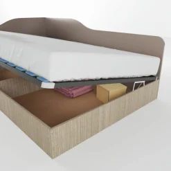 Letto 120x190cm una piazza e mezza contenitore rovere scuro marrone Alex Gihome®