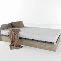 Letto 120x190cm una piazza e mezza contenitore rovere scuro marrone Carducci