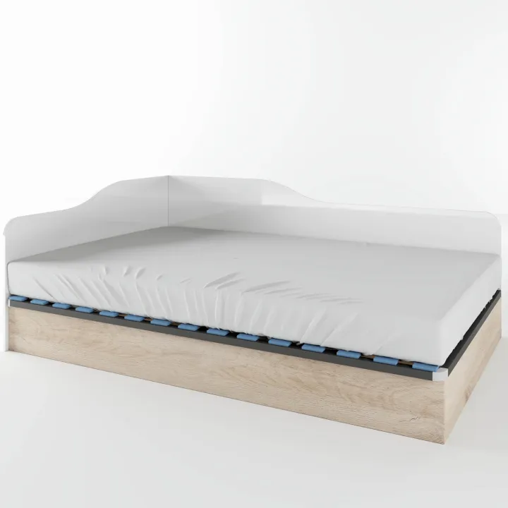 Letto 120x190cm una piazza e mezza contenitore rovere bianco lucido Alex Gihome®