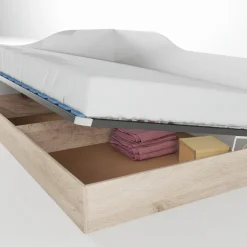 Letto 120x190cm una piazza e mezza contenitore rovere bianco lucido Alex Gihome®