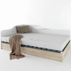 Letto 120x190cm una piazza e mezza contenitore rovere bianco lucido Alex Gihome®