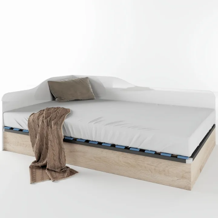 Letto 120x190cm una piazza e mezza contenitore rovere bianco lucido Alex Gihome®