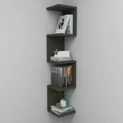 Libreria angolare mensola da parete 22x111h cm con 5 ripiani antracite Reale