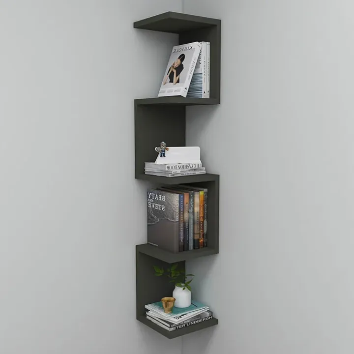 Libreria angolare mensola da parete 22x111h cm con 5 ripiani antracite Reale