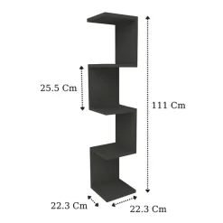 Libreria angolare mensola da parete 22x111h cm con 5 ripiani antracite Reale
