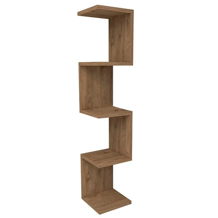 Libreria angolare mensola da parete 22x111h cm con ripiani rovere rustico Reale