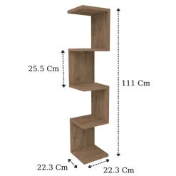 Libreria angolare mensola da parete 22x111h cm con ripiani rovere rustico Reale