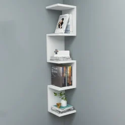 Libreria angolare mensola da parete 22x111h cm con ripiani bianco Reale