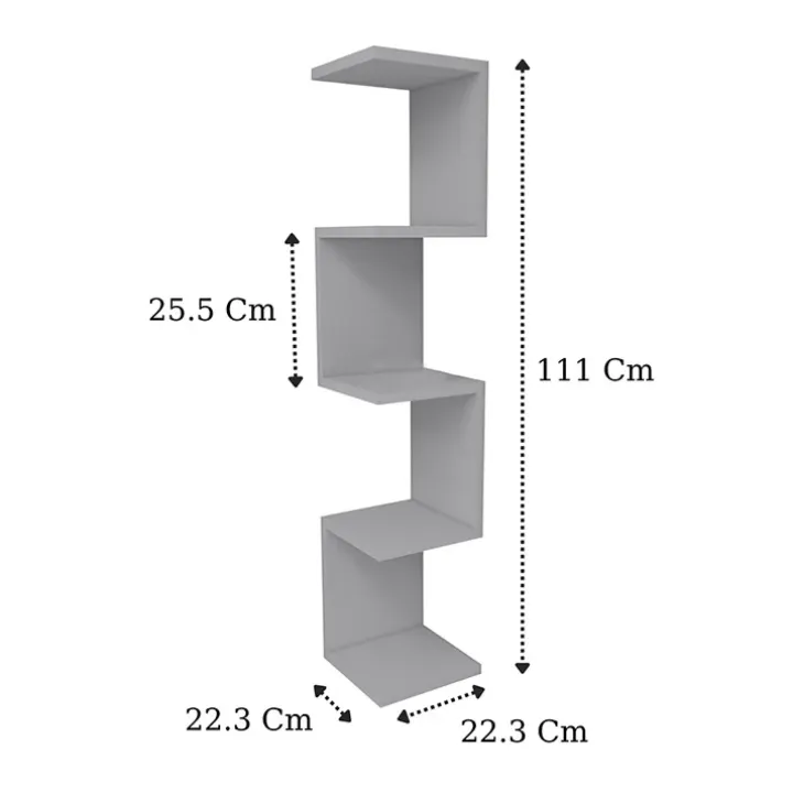 Libreria angolare mensola da parete 22x111h cm con ripiani bianco Reale