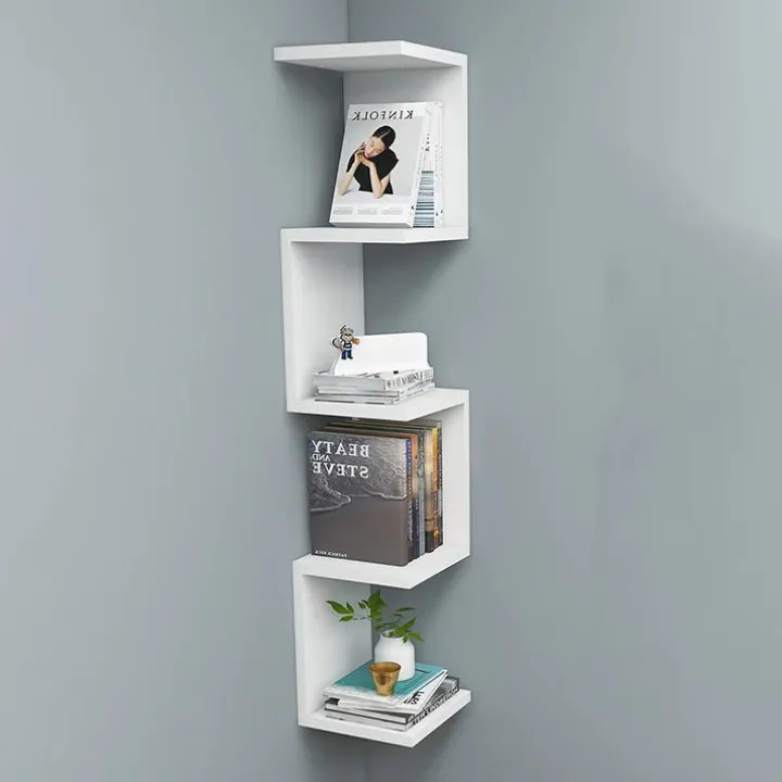 Libreria angolare mensola da parete 22x111h cm con ripiani bianco Reale