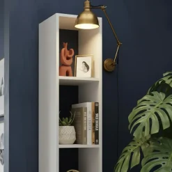 Libreria colonna 28x186h cm con 4 ripiani bianco lucido Sunset