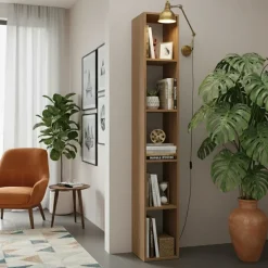 Libreria colonna 28x186h cm con 4 ripiani rovere scuro Sunset