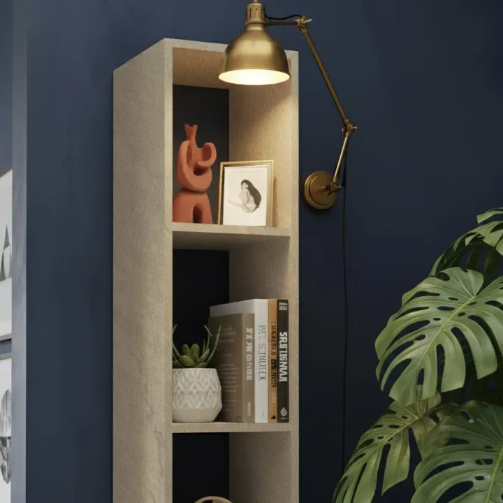 Libreria colonna 28x186h cm con 4 ripiani tortora Sunset