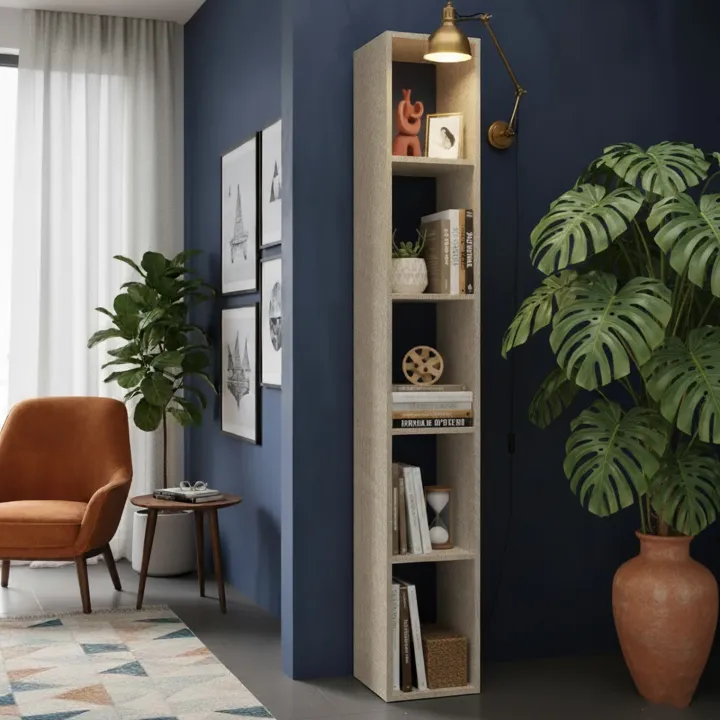 Libreria colonna 28x186h cm con 4 ripiani tortora Sunset