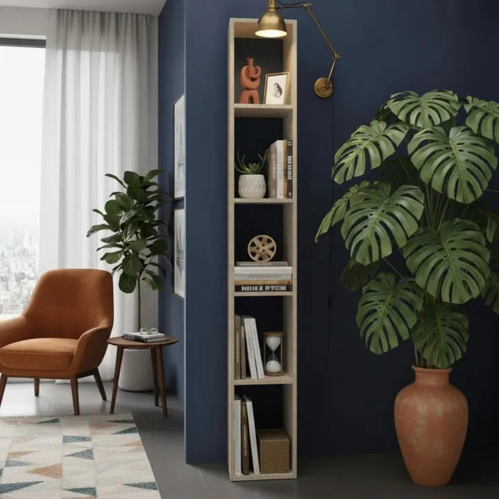Libreria colonna 28x186h cm con 4 ripiani tortora Sunset