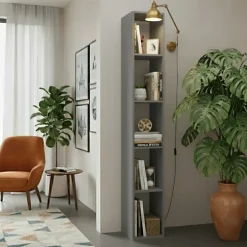 Libreria colonna 28x186h cm con 4 ripiani grigio scuro Sunset