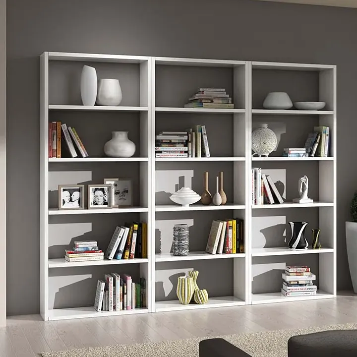 Libreria componibile 267x218h cm moderna bianco frassinato Kubic 03
