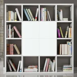 Libreria componibile 175x175h cm moderna bianco frassinato Kubic 13