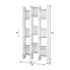 Libreria da parete scaffale 96x192h cm moderna bianco opaco Jasmine