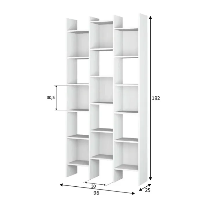 Libreria da parete scaffale 96x192h cm moderna bianco opaco Jasmine