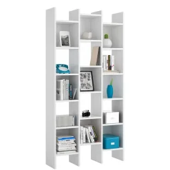 Libreria da parete scaffale 96x192h cm moderna bianco opaco Jasmine