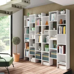 Libreria da parete scaffale 192x192h cm moderna bianco opaco Jasmine2