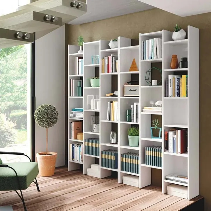Libreria da parete scaffale 192x192h cm moderna bianco opaco Jasmine2
