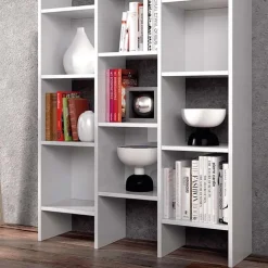 Libreria da parete scaffale 384x192h cm moderna bianco opaco Jasmine