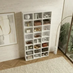 Libreria da parete 102x178h cm moderna soggiorno bianco Macondo